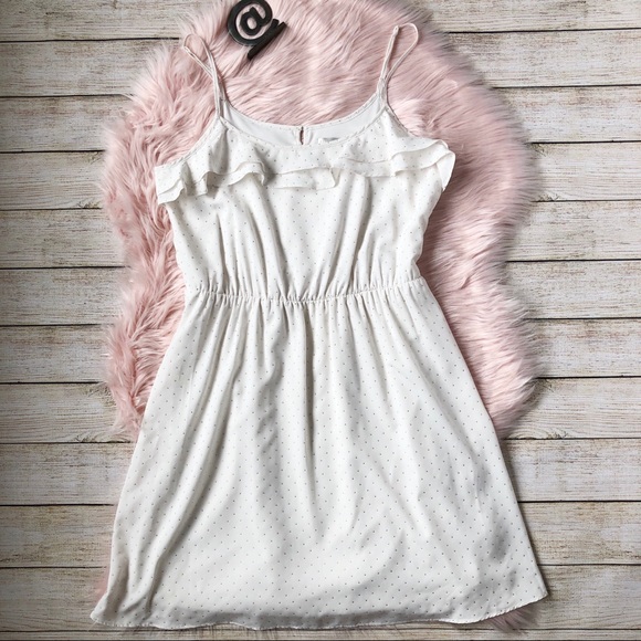 LC Lauren Conrad Dresses & Skirts - LC Lauren Conrad White & Gold Polka Dot Dress